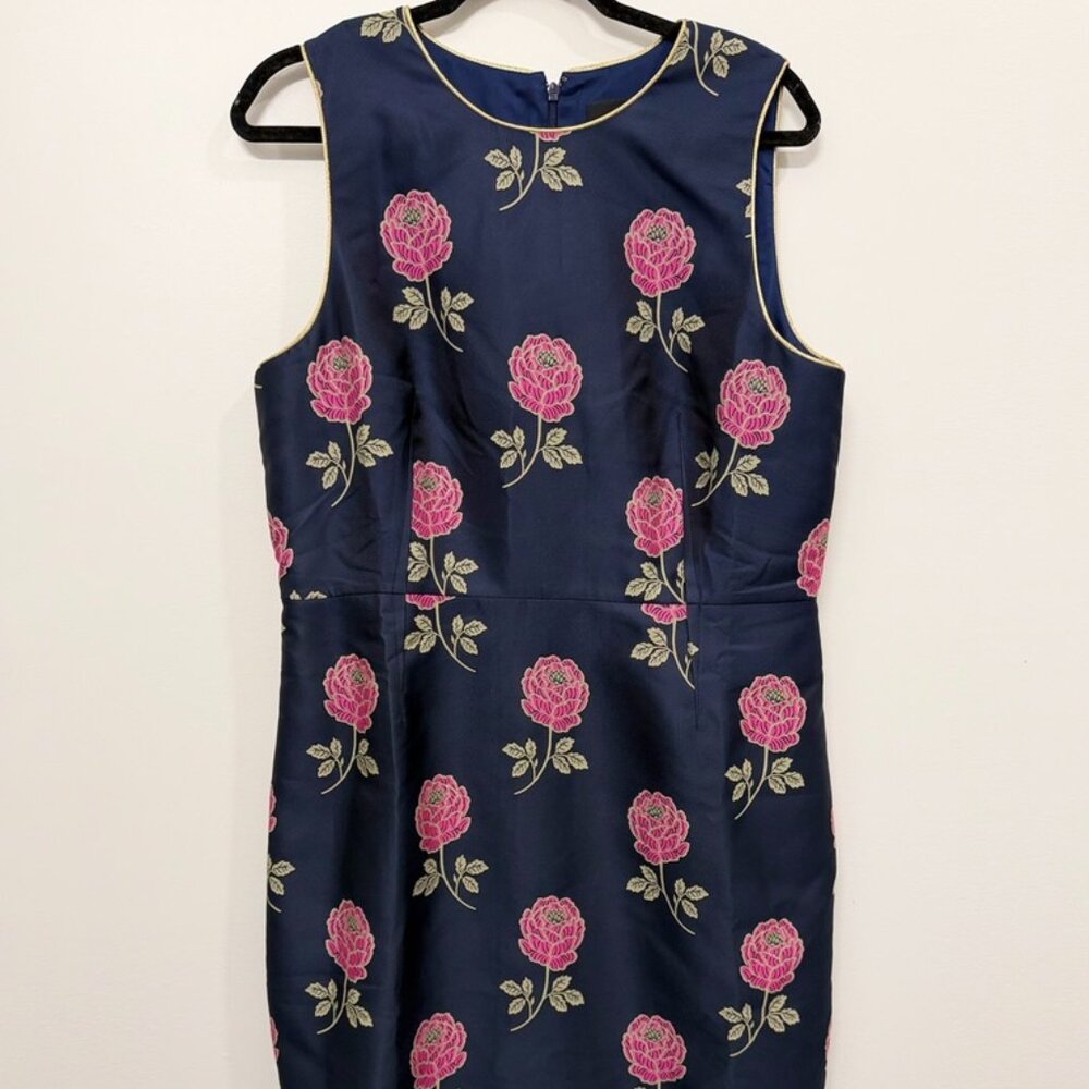 J.Crew Blue Floral Dress Women’s Size 14 Casual Summer Sheath
